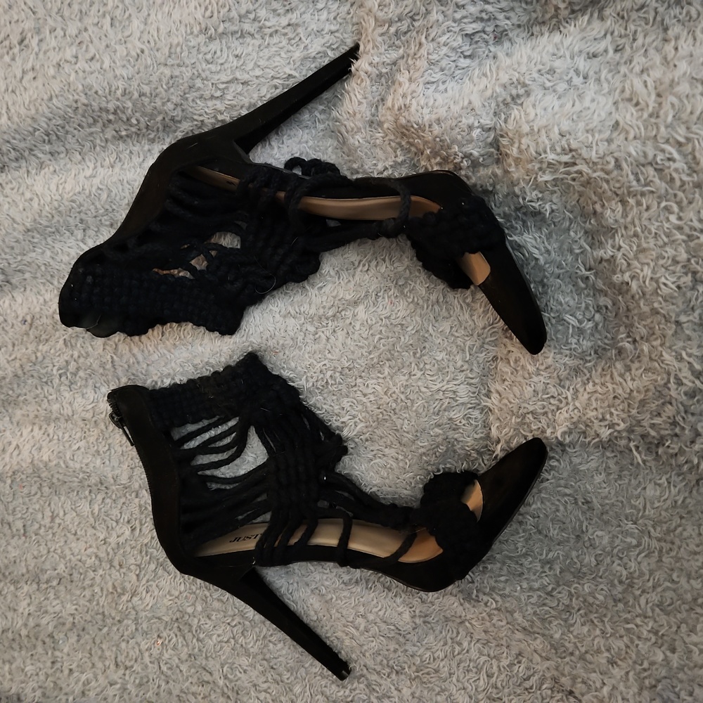 Justfab Size 10 Braided Knit Crochet Steletto Heels - Picture 2 of 7